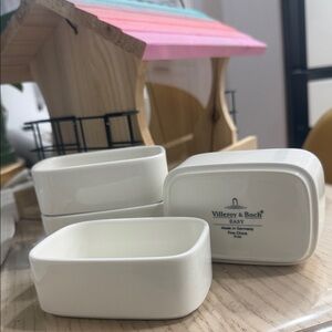 Villeroy & Boch Warm White Porcelain Bowls 4x3 fine luxury dipping dish starter